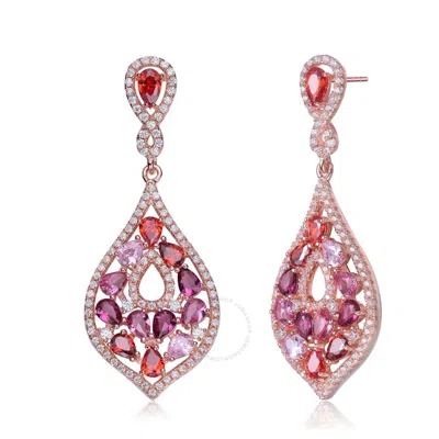 Megan Walford .925 Sterling Silver Rose Gold Plated Multi Colored Cubic Zirconia Drop Earrings In Rose Gold-tone