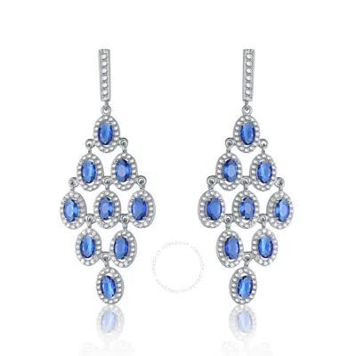 Megan Walford .925 Sterling Silver Sapphire Cubic Zirconia Chandelier Earrings In Blue
