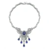 MEGAN WALFORD MEGAN WALFORD C.Z. STERLING SILVER WHITE GOLD PLATED HEAVY SAPPHIRE TEARDROP NECKLACE
