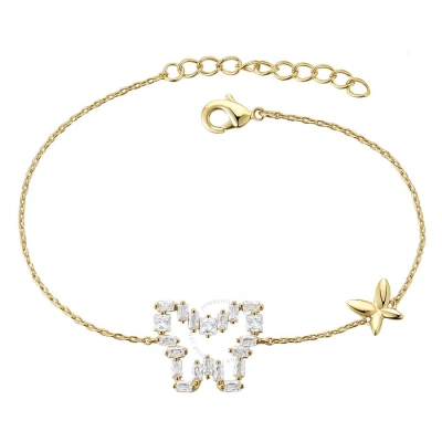 Megan Walford Children's 14k Gold Plated With Baguette Diamond Cubic Zirconia Halo Butterfly Charm A In Gold-tone