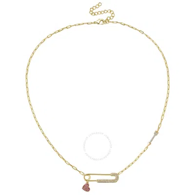 Megan Walford Children's 14k Gold Plated With Ruby & Diamond Cubic Zirconia Heart Charm Dangle Paper