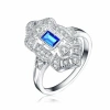 MEGAN WALFORD MEGAN WALFORD CLASSIC STERLING SILVER BAGUETTE BLUE CUBIC ZIRCONIA COCKTAIL RING