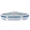 MEGAN WALFORD MEGAN WALFORD CLASSIC STERLING SILVER BAGUETTE SAPPHIRE AND ROUND CLEAR CUBIC ZIRCONIA TENNIS BRACEL