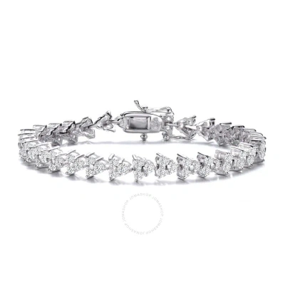 Megan Walford Classic Sterling Silver Round Clear Cubic Zirconia Tennis Bracelet In White