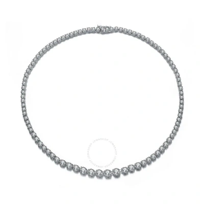 Megan Walford Classic Sterling Silver Round Clear Cubic Zirconia Tennis Necklace In White