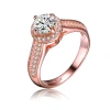 MEGAN WALFORD MEGAN WALFORD CLASSY ROSE OVER STERLING SILVER ROUND CLEAR CUBIC ZIRCONIA SIDE STONE RING