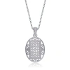 MEGAN WALFORD MEGAN WALFORD CLASSY STERLING SILVER ROUND CLEAR CUBIC ZIRCONIA PATTERNED PENDANT NECKLACE