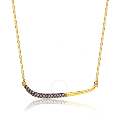Megan Walford Classy Sterling Silver Two-tone Round Clear Cubic Zirconia Pendant Necklace In Gold-tone