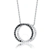 MEGAN WALFORD MEGAN WALFORD CUBIC ZIRCONIA STERLING SILVER RHODIUM PLATED DOUBLE OUTLINED CIRCLE NECKALCE