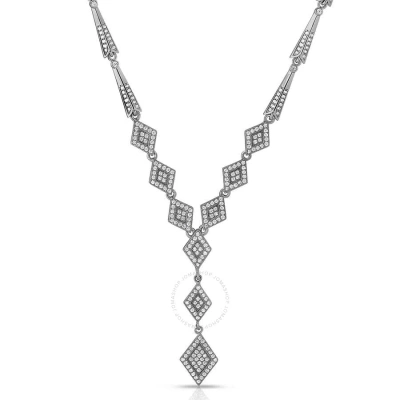 Megan Walford Cz Ss White Gold Plated Micro Pave Diamond Shape Necklace
