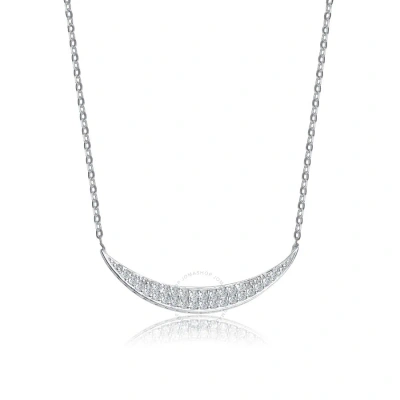 Megan Walford Elegant Sterling Silver Round Clear Cubic Zirconia Bar Necklace In White