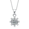 MEGAN WALFORD MEGAN WALFORD ELEGANT STERLING SILVER ROUND CLEAR CUBIC ZIRCONIA SOLITAIRE PENDANT NECKLACE