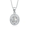 MEGAN WALFORD MEGAN WALFORD ELEGANT STERLING SILVER ROUND CLEAR CUBIC ZIRCONIA SOLITAIRE PENDANT NECKLACE