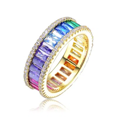 Megan Walford Gold Over Sterling Silver Cubic Zirconia Band Ring In Multi-color