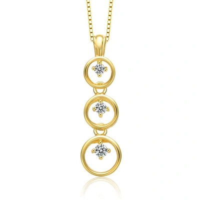Megan Walford Gold Over Sterling Silver Cubic Zirconia Triple Hoop Necklace