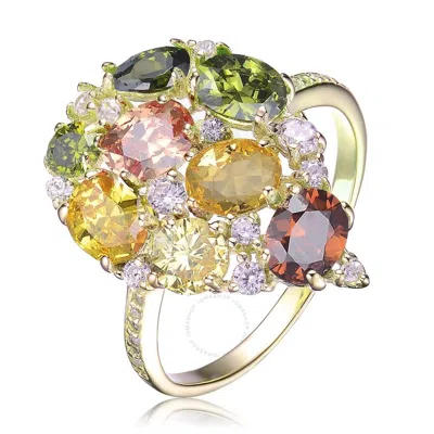 Megan Walford Gold Over Sterling Silver Multi Colored Pear Oval And Round Cubic Zirconia Ring In Multi-color