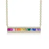 MEGAN WALFORD MEGAN WALFORD GOLD OVER STERLING SILVER RAINBOW CUBIC ZIRCONIA BAR PENDANT NECKLACE