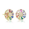 MEGAN WALFORD MEGAN WALFORD GOLD OVER STERLING SILVER ROUND AND BAGUETTE CUBIC ZIRCONIA STUD EARRINGS