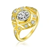 MEGAN WALFORD MEGAN WALFORD GOLD OVER STERLING SILVER ROUND CUBIC ZIRCONIA RING