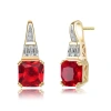 MEGAN WALFORD MEGAN WALFORD GOLD OVER STERLING SILVER SQUARE RED CUBIC ZIRCONIA DROP EARRINGS