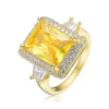 MEGAN WALFORD MEGAN WALFORD GOLD OVER STERLING SILVER YELLOW RADIANT AND BAGUETTE CUBIC ZIRCONIA RING