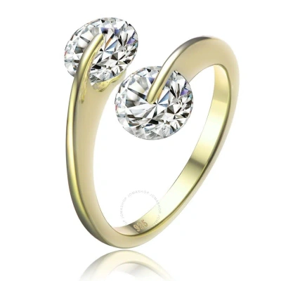 Megan Walford Gold Plated Sterling Silver Clear Cubic Zirconia Ring Size 7 In Gold-tone