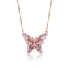 MEGAN WALFORD MEGAN WALFORD LONG LASTING STERLING SILVER WITH ROSE PLATED MULTI COLOR CUBIC ZIRCONIA BUTTERFLY NEC