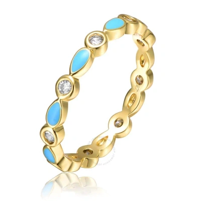Megan Walford Rachel Glauber Young Adults/teens 14k Yellow Gold Plated With Cubic Zirconia Colorful In Blue
