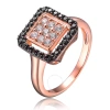 MEGAN WALFORD MEGAN WALFORD ROSE GOLD OVERLAY BLACK AND CLEAR CUBIC ZIRCONIA PAVE RING