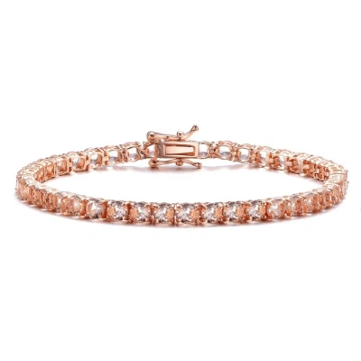 Megan Walford Rose Over Sterling Silver Cubic Zirconia Accent Tennis Bracelet In Pink