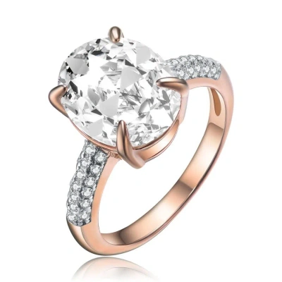 Megan Walford Rose Over Sterling Silver Pear And Round Cubic Zirconia Engagement Ring In Two-tone