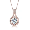 MEGAN WALFORD MEGAN WALFORD ROSE OVER STERLING SILVER ROUND CUBIC ZIRCONIA PENDANT NECKLACE