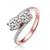 MEGAN WALFORD MEGAN WALFORD ROSE OVER STERLING SILVER TWO CLEAR ROUND CUBIC ZIRCONIA TWISTED RING
