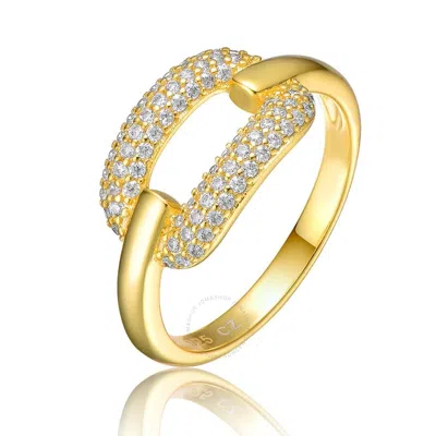 Megan Walford Sterling Silver 14k Gold Plated And Cubic Zirconia 2-row Modern Ring In Gold-tone