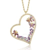 MEGAN WALFORD MEGAN WALFORD STERLING SILVER 14K GOLD PLATED MULTI COLORED CUBIC ZIRCONIA HEART NECKLACE
