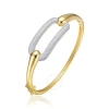 MEGAN WALFORD MEGAN WALFORD STERLING SILVER 14K YELLOW GOLD PLATED WITH CUBIC ZIRCONIA FRENCH PAVE GEOMETRIC LINK 