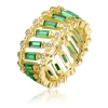 MEGAN WALFORD MEGAN WALFORD STERLING SILVER 14K YELLOW GOLD PLATED WITH EMERALD & BAGUETTE ETERNITY BAND RING