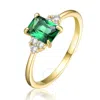 MEGAN WALFORD MEGAN WALFORD STERLING SILVER 14K YELLOW GOLD PLATED WITH EMERALD & CUBIC ZIRCONIA SOLITAIRE CLUSTER
