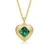 MEGAN WALFORD MEGAN WALFORD STERLING SILVER 14K YELLOW GOLD PLATED WITH EMERALD CUBIC ZIRCONIA SUNRAY HEART PENDAN
