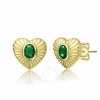 MEGAN WALFORD MEGAN WALFORD STERLING SILVER 14K YELLOW GOLD PLATED WITH EMERALD CUBIC ZIRCONIA SUNRAY HEART STUD E
