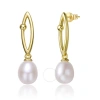 MEGAN WALFORD MEGAN WALFORD STERLING SILVER 14K YELLOW GOLD PLATED WITH PEARL & CUBIC ZIRCONIA OBLONG MARQUISE DRO