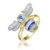 MEGAN WALFORD MEGAN WALFORD STERLING SILVER 14K YELLOW GOLD PLATED WITH SAPPHIRE CUBIC ZIRCONIA PAVE WASP RING