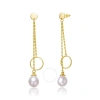 MEGAN WALFORD MEGAN WALFORD STERLING SILVER 14K YELLOW GOLD PLATED WITH WHITE PEARL & ETERNITY CIRCLE ASYMMETRICAL