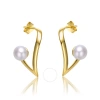 MEGAN WALFORD MEGAN WALFORD STERLING SILVER 14K YELLOW GOLD WITH WHITE PEARL OPEN GEOMETRIC ABSTRACT ART EARRINGS