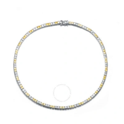 Megan Walford Sterling Silver Alternating Yellow And Clear Cubic Zirconia Necklace In White