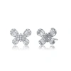 MEGAN WALFORD MEGAN WALFORD STERLING SILVER BAGUETTE AND ROUND CUBIC ZIRCONIA BUTTERFLY STUD EARRINGS