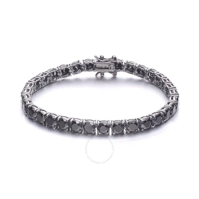 Megan Walford Sterling Silver Black Cubic Zirconia Rhodium Plated Tennis Bracelet