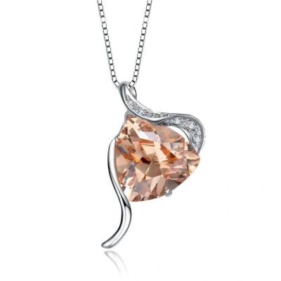 Megan Walford Sterling Silver Champagne And Clear Cubic Zirconia Swirl Drop Necklace In Metallic