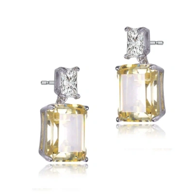 Megan Walford Sterling Silver Clear And Yellow Cubic Zirconia Drop Earrings