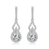MEGAN WALFORD MEGAN WALFORD STERLING SILVER CLEAR PEAR AND ROUND CUBIC ZIRCONIA DROP EARRINGS